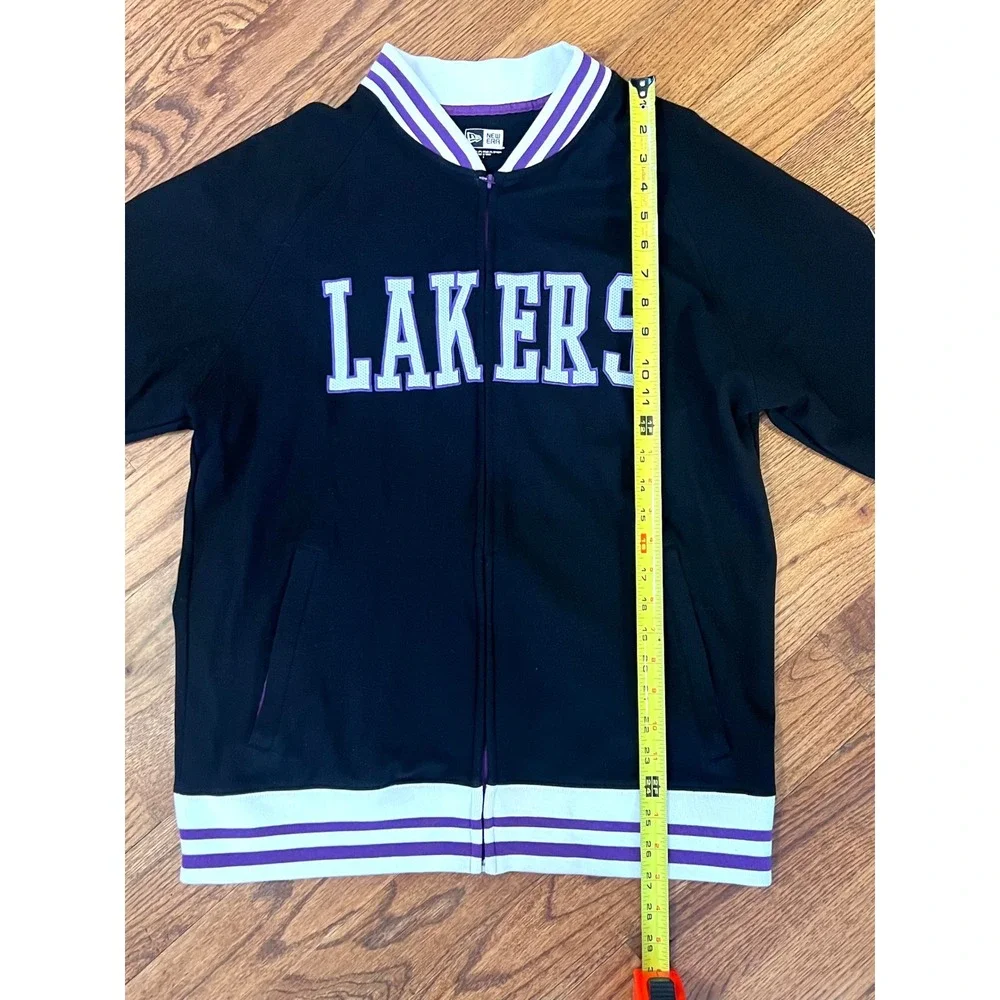 New Era Los Angeles Lakers Track Jacket Black‎ Purple Full Zip Varsity Mens L
